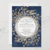 Invitation Couronne florale gothique lunatique, bleu marine e (Devant)
