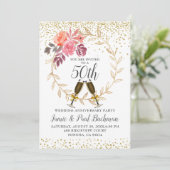 Invitation Couronne florale mariage anniversaire paillettes o (Debout devant)