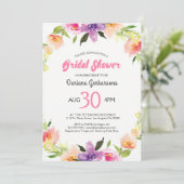 Invitation Couronne florale Mariage colorée (Debout devant)