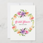 Invitation Couronne florale Mariage colorée (Dos)