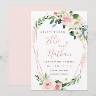 Invitation Couronne florale moderne en or rose, Enregistrer l
