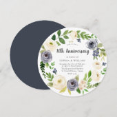 Invitation Couronne florale Navy blanche 10e anniversaire de  (Devant / Derrière)
