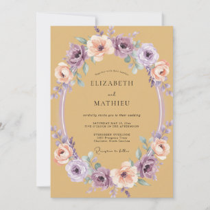 Invitation Couronne florale ocra Romance Mariage