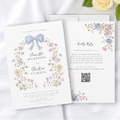 Invitation Couronne florale pastel Code QR Site Web de mariag