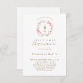 Invitation couronne florale | Première sainte communion (Devant / Derrière)