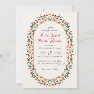 Invitation Couronne florale romantique élégante moderne de ma