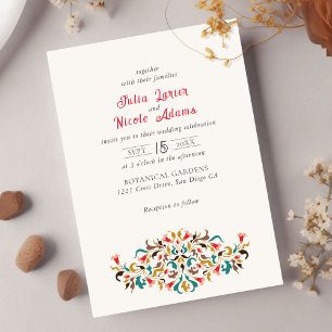 Invitation Couronne florale romantique élégante moderne de ma