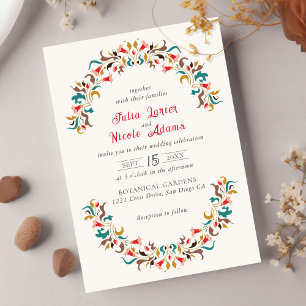 Invitation Couronne florale romantique élégante moderne de ma