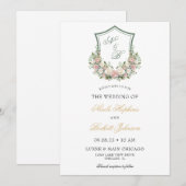 Invitation Couronne florale rose (Devant / Derrière)