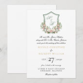 Invitation Couronne florale rose (Devant / Derrière)