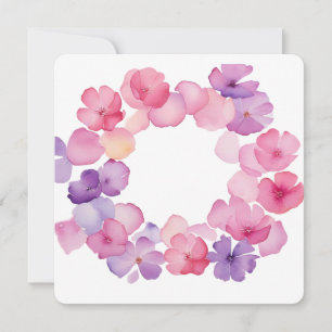 Invitation Couronne florale rose et violette PNG