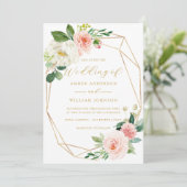 Invitation Couronne florale rose fuchsia Mariage (Debout devant)