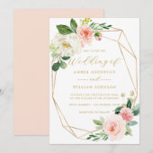 Invitation Couronne florale rose fuchsia Mariage (Devant / Derrière)