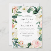 Invitation Couronne florale rose mariage (Devant)