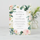 Invitation Couronne florale rose mariage (Debout devant)