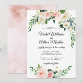 Invitation Couronne florale rose rose pour Baby Shower de mar (Devant / Derrière)