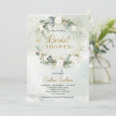 Invitation Couronne florale roses blanches verdure eucalyptus (Debout devant)