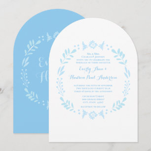 Invitation Couronne florale rustique Art populaire Bleu Maria