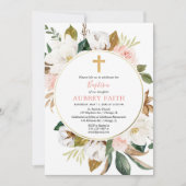 Invitation Couronne florale rustique blush rose blanc fille b (Devant)
