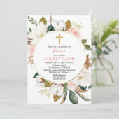 Invitation Couronne florale rustique blush rose blanc fille b (Debout devant)