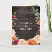 Invitation Couronne florale rustique en bois QR Code mariage (Devant)