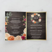 Invitation Couronne florale rustique en bois QR Code mariage (Intérieur)