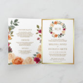 Invitation Couronne florale rustique QR Code Mariage (Intérieur)