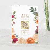 Invitation Couronne florale rustique QR Code Mariage (Dos)