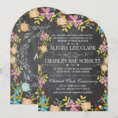 Invitation Couronne florale rustique sur tableau de mariage (Devant / Derrière)