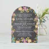 Invitation Couronne florale rustique sur tableau de mariage (Debout devant)