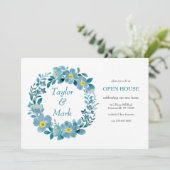 Invitation Couronne florale sarcelle (Debout devant)