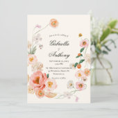 Invitation Couronne Florale Script moderne de mariage Invitat (Debout devant)