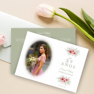 Invitation Couronne florale sophistiquée Photo Mis XV espagno