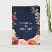 Invitation Couronne florale terreuse QR Code mariage bleu mar (Devant)