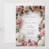 Invitation Couronne florale texturée Mariage (Devant / Derrière)
