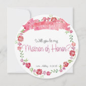 Invitation Couronne florale Tu seras ma Matrone d'Honneur Car (Devant)