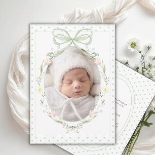 Invitation Couronne florale verte sauge vintage pour l'annonc