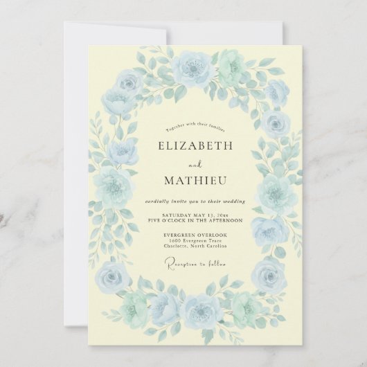 Invitation Couronne Jaune de Bleuet Mariage (Devant)