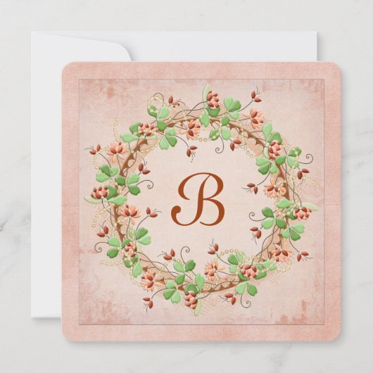 Invitation Couronne mariage avec monogramme (Devant)