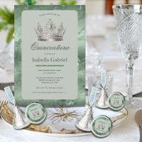 Couronne métallique vert sauge élégante Quinceañer
