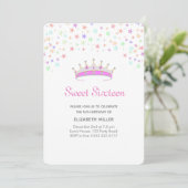 Invitation Couronne Moderne & Étoiles Multicolores Sweet Sixt (Debout devant)