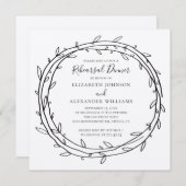 Invitation Couronne moderne rustique. Dîner de répétition (Devant / Derrière)