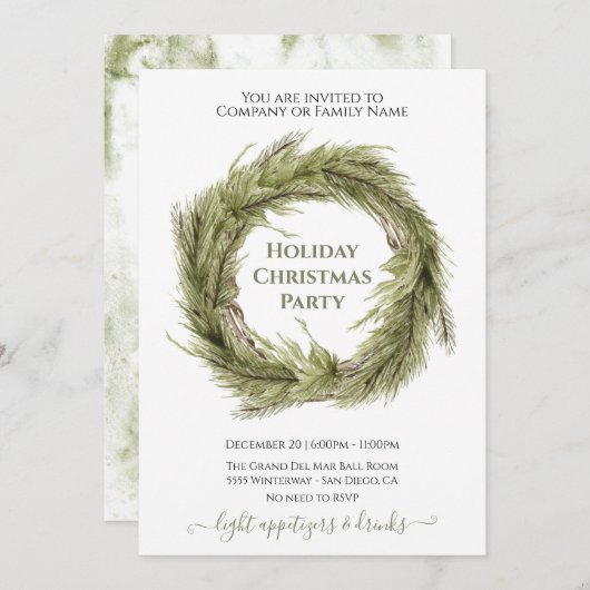 Invitation Couronne moderne simple pour la fête de Noël (Devant / Derrière)