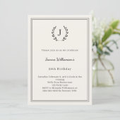 Invitation Couronne monogramme au charbon d'ivoire pour anniv (Debout devant)