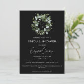 Invitation Couronne Monogramme Eucalyptus moderne | Black (Debout devant)