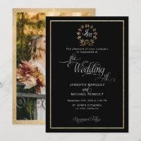 Couronne Monogramme Photo de Mariage Élégante Noir