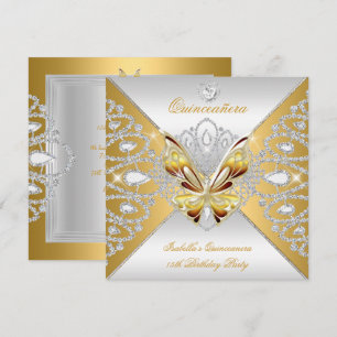 Invitation Couronne Papillon Quinceanera 15ème Anniversaire O