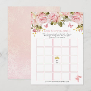 Invitation Couronne   Papillons Floral Baby shower Bingo Card