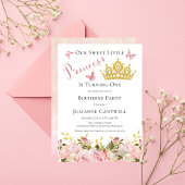 Invitation Couronne | Papillons Floral Princess 1er anniversa