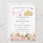 Invitation Couronne | Papillons Floral Princesse 2e anniversa (Devant)
